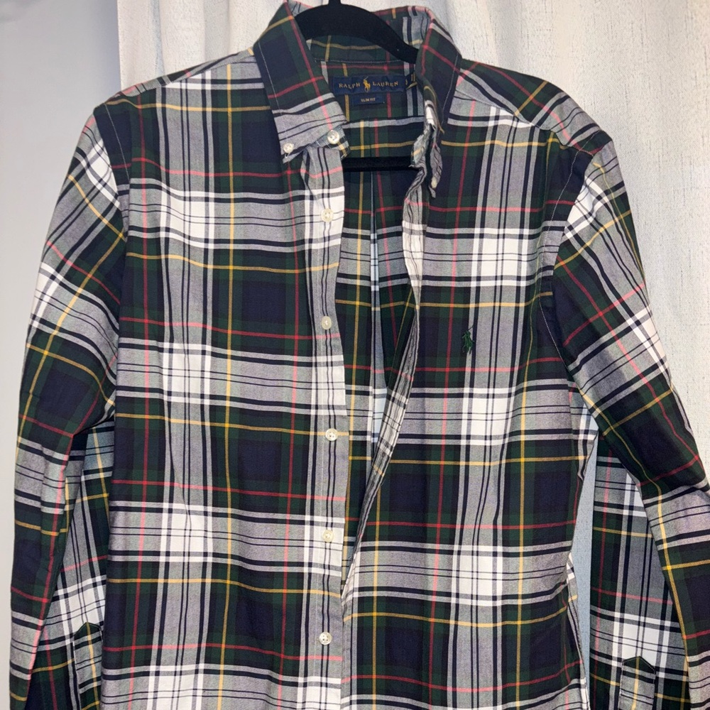 Ralph Lauren Men's Plaid Shirt - Black, White, Green, Red